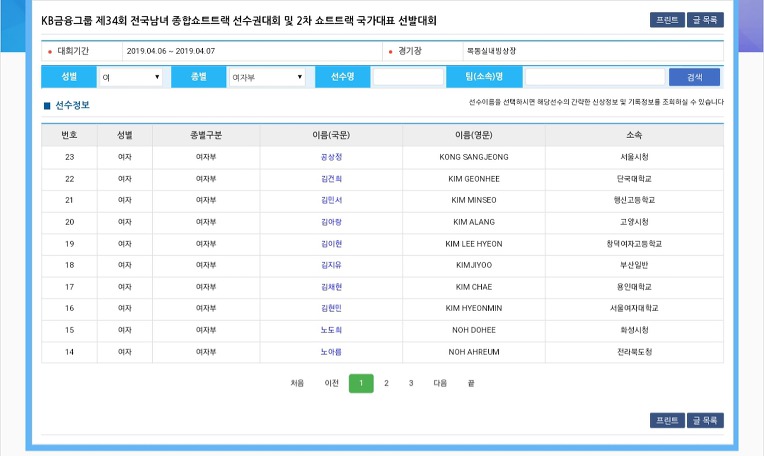 [쇼트트랙] 2019/20 시즌 쇼트트랙 국가대표 선발대회 2019 2차 04/06~07   #목동 